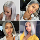 Gray bob haircut with lace wig