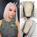 Gray bob haircut with lace wig