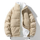 Winter corduroy reversible fleece-lined jacket